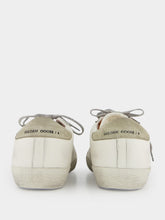Golden Goose White and Orange Superstar Sneakers with Suede Heel