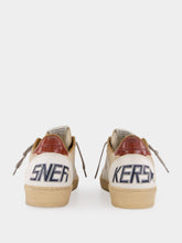 Golden Goose White Ballstar Sneakers with Blue Leather Star