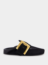 Balmain Black Anthem Flat Mule Sandals