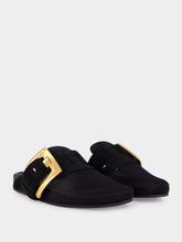 Balmain Black Anthem Flat Mule Sandals