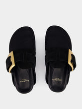 Balmain Black Anthem Flat Mule Sandals