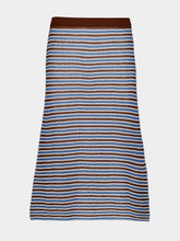 Marni Brown Blue Striped Crochet Midi Skirt