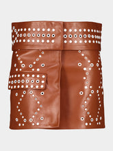 Marni Cognac Brown Studded Leather Mini Skirt