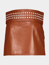 Marni Cognac Brown Studded Leather Mini Skirt