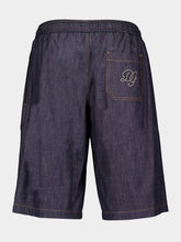 Dolce & Gabbana Cotton Denim Jogging Shorts With Embroidery