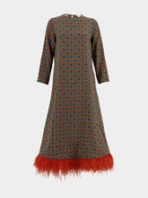 Paula Grayf Symmetrical Eye Dress with Feathers