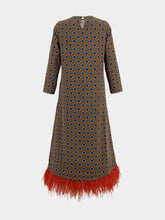 Paula Grayf Symmetrical Eye Dress with Feathers