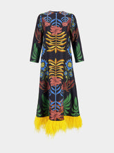 Grayf Visual Garden Print Printed Dress with Feathers | PDP - Fashion Clinic