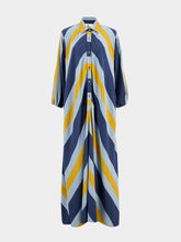 Paula Gugenheim Deep See Stripes Hand-Woven Evasé Dress