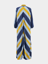 Paula Gugenheim Deep See Stripes Hand-Woven Evasé Dress