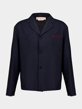 Marni Blue Black Single-Breasted Wool Blazer
