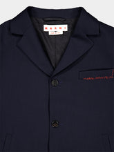 Marni Blue Black Single-Breasted Wool Blazer