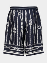 Dolce & Gabbana Navy Blue Marina-Print Silk Vanity Bermuda Shorts