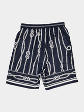Dolce & Gabbana Navy Blue Marina-Print Silk Vanity Bermuda Shorts