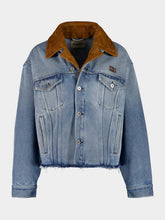 Miu Miu Sapphire Blue Denim Suede Blouson Jacket