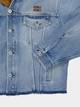 Miu Miu Sapphire Blue Denim Suede Blouson Jacket