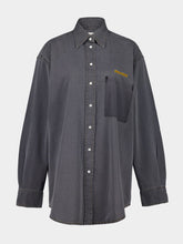 Miu Miu Grey Chambray Oversized Shirt with Embroidery