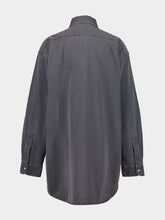 Miu Miu Grey Chambray Oversized Shirt with Embroidery