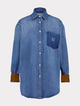 Miu Miu Celeste Blue Long-Sleeve Denim Shirt