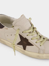 Golden Goose White Super-Star Sneakers With Lizard-Printed Star