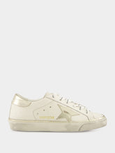 Golden Goose Optic White and Platinum Glitter Edge Superstar Sneakers