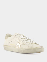 Golden Goose Optic White and Platinum Glitter Edge Superstar Sneakers