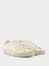 Golden Goose Optic White and Platinum Glitter Edge Superstar Sneakers