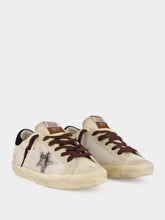 Golden Goose Seed Pearl and Black Super-Star Sneakers