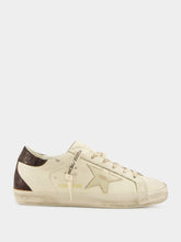Golden Goose White and Burgundy Super-Star Sneakers