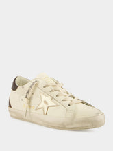 Golden Goose White and Burgundy Super-Star Sneakers