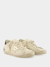 Golden Goose White and Burgundy Super-Star Sneakers