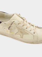Golden Goose White and Burgundy Super-Star Sneakers