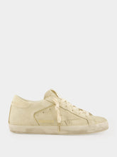 Golden Goose Eggnog Suede Superstar Sneakers with Glitter