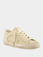 Golden Goose Eggnog Suede Superstar Sneakers with Glitter