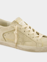 Golden Goose Eggnog Suede Superstar Sneakers with Glitter