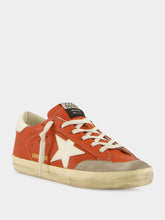 Golden Goose Orange Superstar Sneakers with Suede Heel