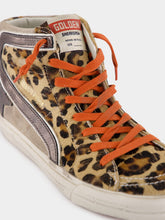Golden Goose Leopard Print Slide Sneakers with Orange Laces