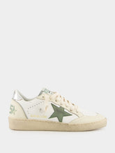 Golden Goose White and Green Sneakers Ballstar Lam Heel