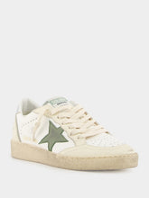 Golden Goose White and Green Sneakers Ballstar Lam Heel