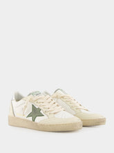Golden Goose White and Green Sneakers Ballstar Lam Heel