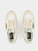 Golden Goose White and Green Sneakers Ballstar Lam Heel