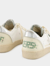 Golden Goose White and Green Sneakers Ballstar Lam Heel