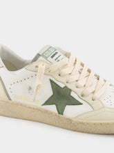 Golden Goose White and Green Sneakers Ballstar Lam Heel