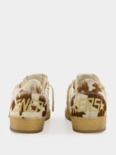 Golden Goose Ballstar Cow-Print Leather Sneakers