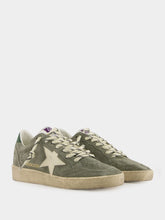 Golden Goose Green Ballstar Suede and Leather Star Sneakers