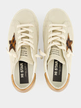 Golden Goose Cream and Brown Hi Star Nappa Sneakers