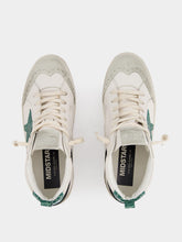 Golden Goose White and Green Mid Star Sneakers With Croc-Embossed Star