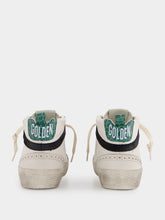 Golden Goose White and Green Mid Star Sneakers With Croc-Embossed Star