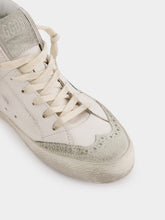 Golden Goose White and Green Mid Star Sneakers With Croc-Embossed Star