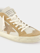 Grey Morn and Light Brown Mid Star Nubuck Leather Sneakers | PDP - Fashion Clinic